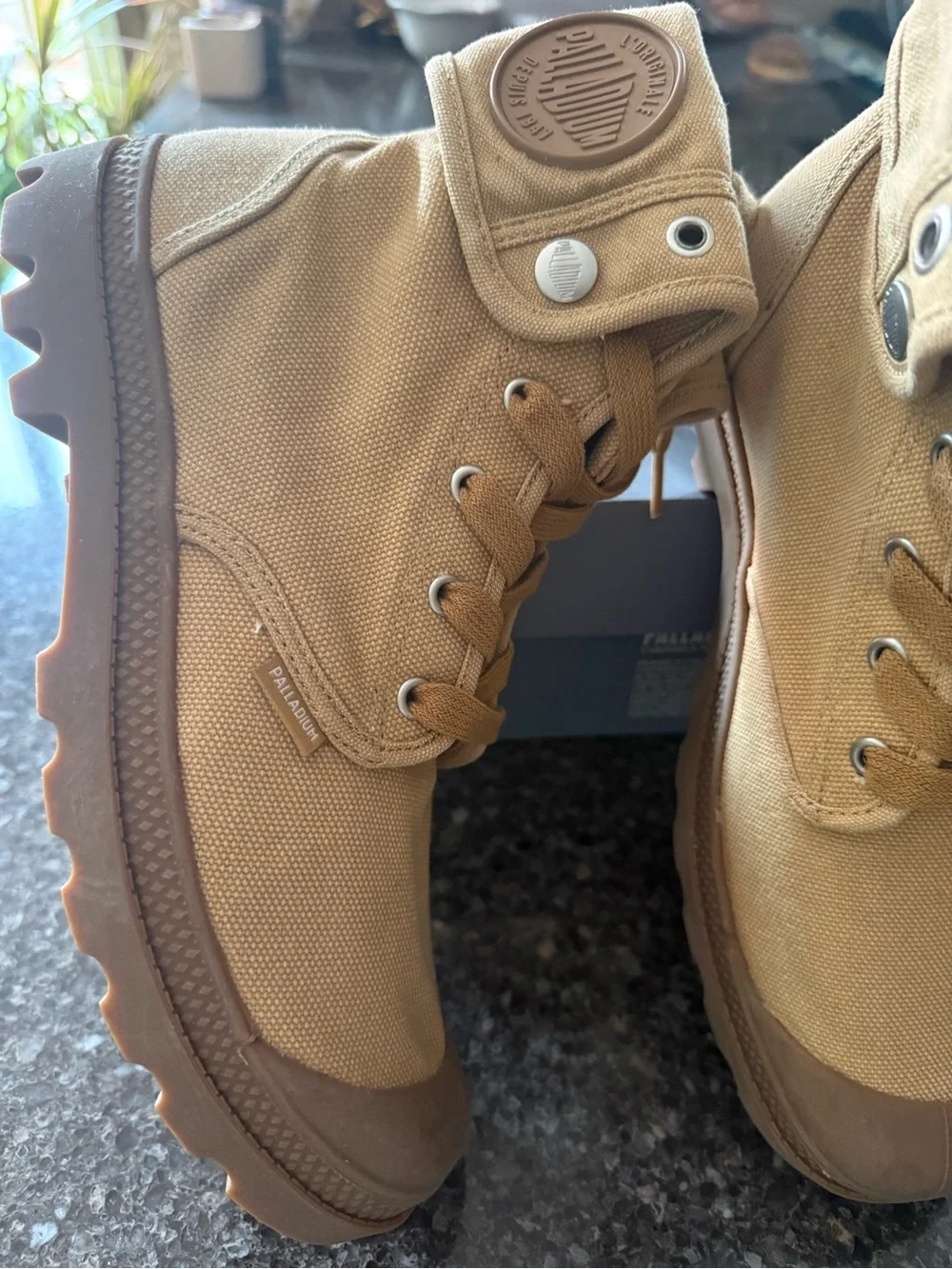 Palladium Men’s Tan Canvas High-Top Boots